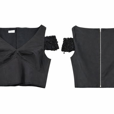 Crop top nero scollo a spalle scoperte