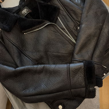 Black Sheepskin-Look Jacket