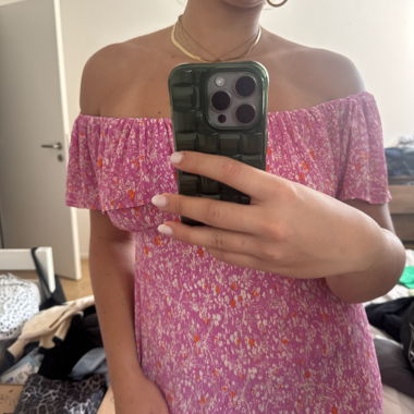 Pink floral off the shoulder dress 