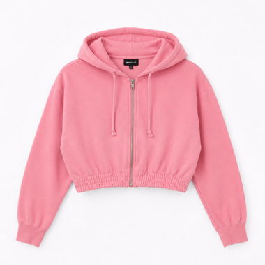 Sweat à capuche rose zippé