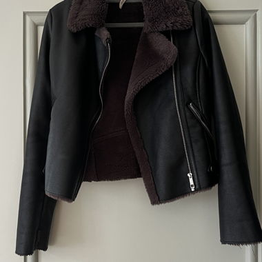 Faux fur jacket brown/black