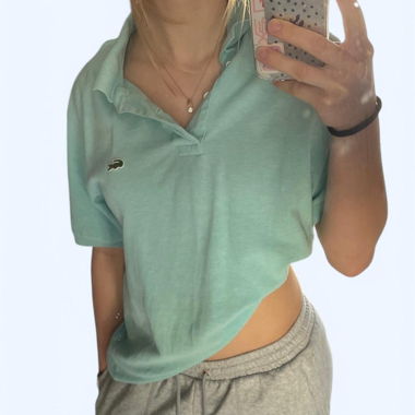 turquoise obersized lacoste shirt 