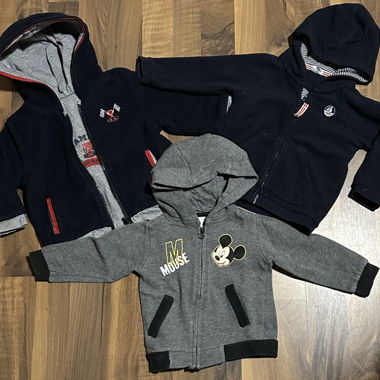 Set of 3 Kids Hooded Jackets 74cm