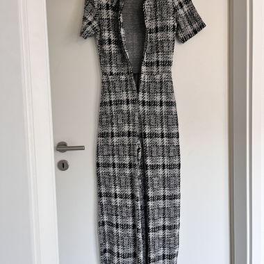Mango Plaid Short-Sleeve Jumpsuit