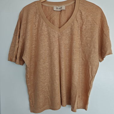 MOS MOSH beiges V-Neck T-Shirt