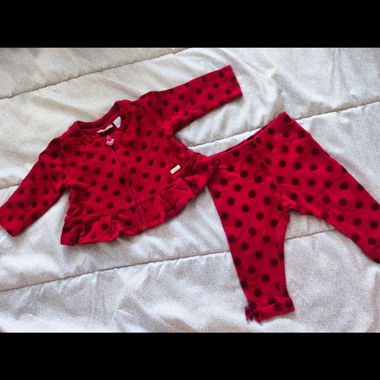 Ensemble fille rouge à pois Chicco 6 mois