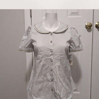 Blouse élégante Secret Honey or et bleu pâle
