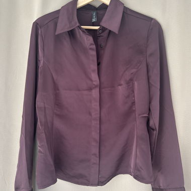 Burgundy satin blouse, size M