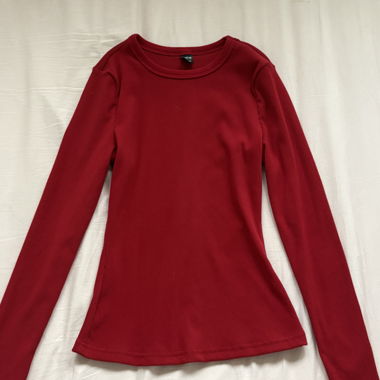 Red Fitted Long-Sleeve Top