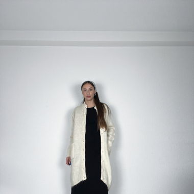 Vintage white wool 90s Benetton midi cardigan 