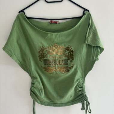 GUESS Green Y2K Vintage Off-Shoulder Top S