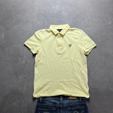 Vintage Lyle & Scott Polo Cream/Yellow S