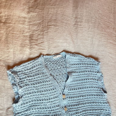light blue crochet cardigan