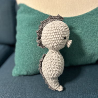 Amigurumi grey seahorse