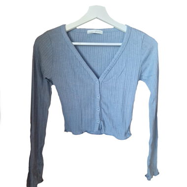 Cardigan a coste blu