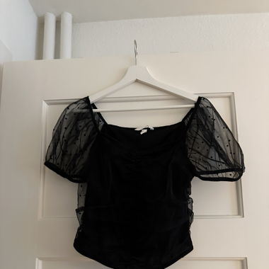Black Short Sleeve Top with Mesh Size M H&M