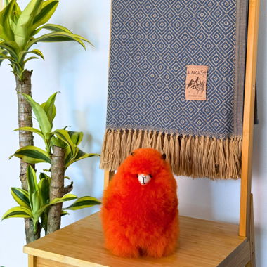 Alpaka Wolldecke Blau, Sofadecke aus Peru