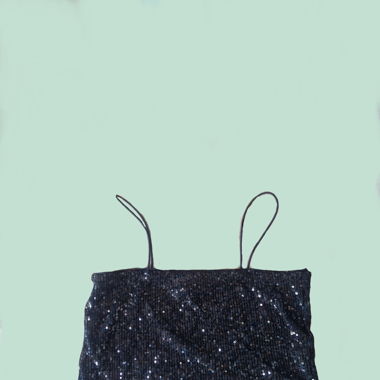 Black Sequin Crop Top