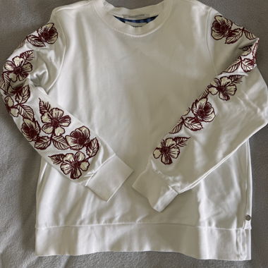 Sweat-shirt blanc à fleurs