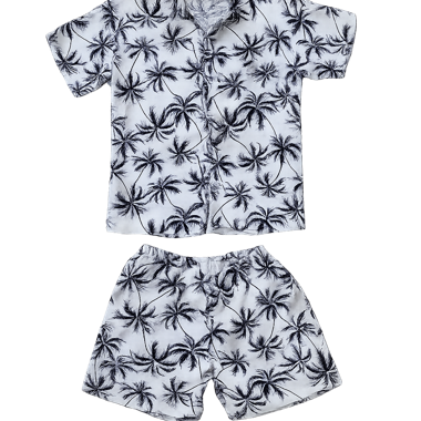 Ensemble chemise manches courtes et short avec imprimé palmiers