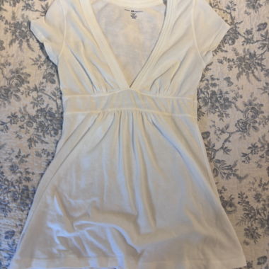 Haut col en V Babydoll blanc Brandy Melville