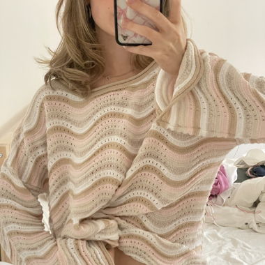 Maglione in maglia rigato rosa