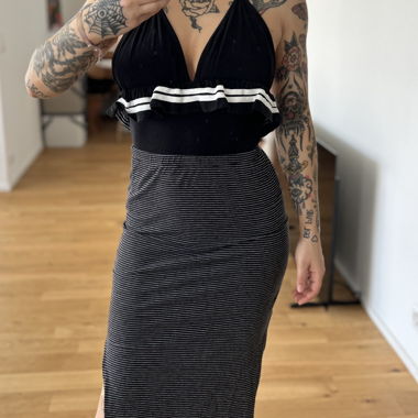 maxi Rock mit Schlitz, gestreift