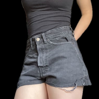 Short en denim délavé noir