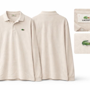 Polo manica lunga Lacoste beige