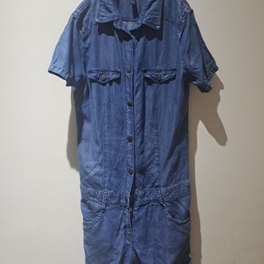 Denim short jumpsuit