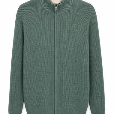 Gilet in maglia verde con zip