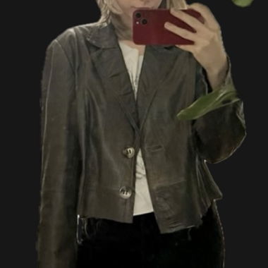 short brown leather jacket