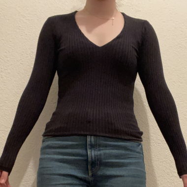 Black Ribbed Long-Sleeve