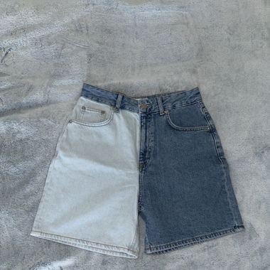 Short en jeans bicolore 