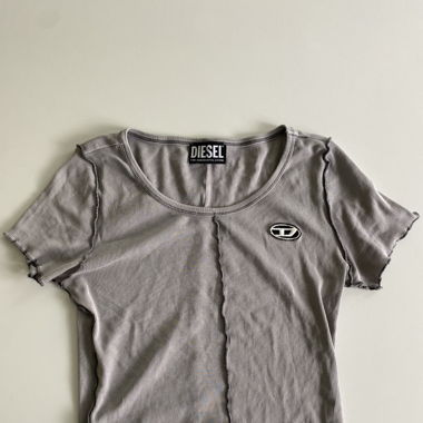 gray Diesel crop top with seams to the outside