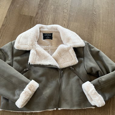 Jacke im Lederlook mit Fell, Gr. S/M