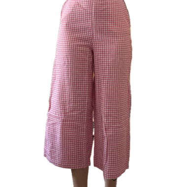 Pink Checked Culotte Pants