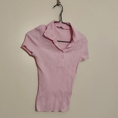 ribbed pink polo shirt ZARA size S