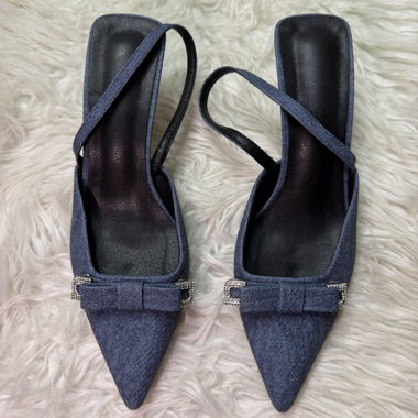 Décolleté slingback in denim blu - nuovi