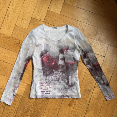 Original Y2k Meshshirt mit Print