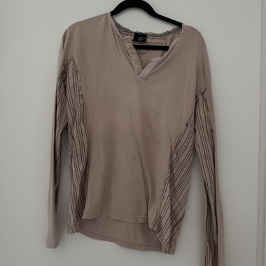 Just Cavalli Maglia a maniche lunghe beige con patta di bottoni