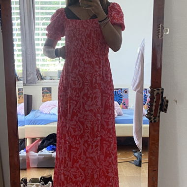 Pink Floral Off-Shoulder Dress