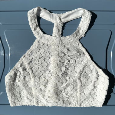 TS - Crop halter top in pizzo bianco - Rehab