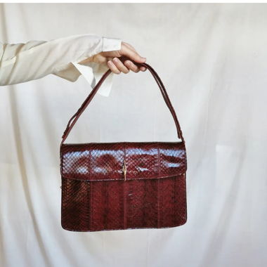 Burgundy snakeskin vintage bag handbag