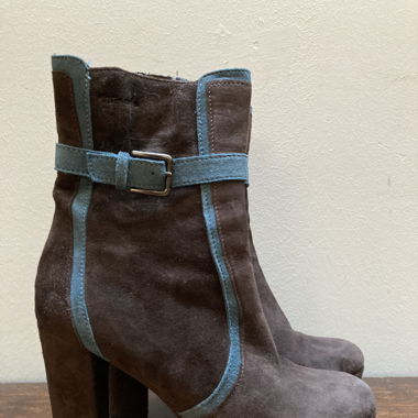 Plattform Stiefeletten braun blau