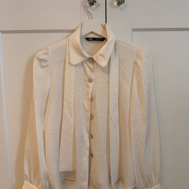 Zara Pearl-Button Blouse