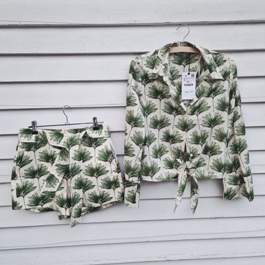 Ensemble blouse Zara à motif feuillu