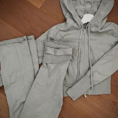 Ensemble en maille fine à deux pièces vert menthe