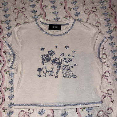 Y2K Babytee mit Katzenmotiv