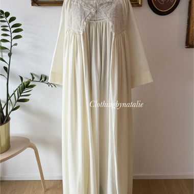 Set Dior Cream Nylon Maxi Peignoir Taglia S